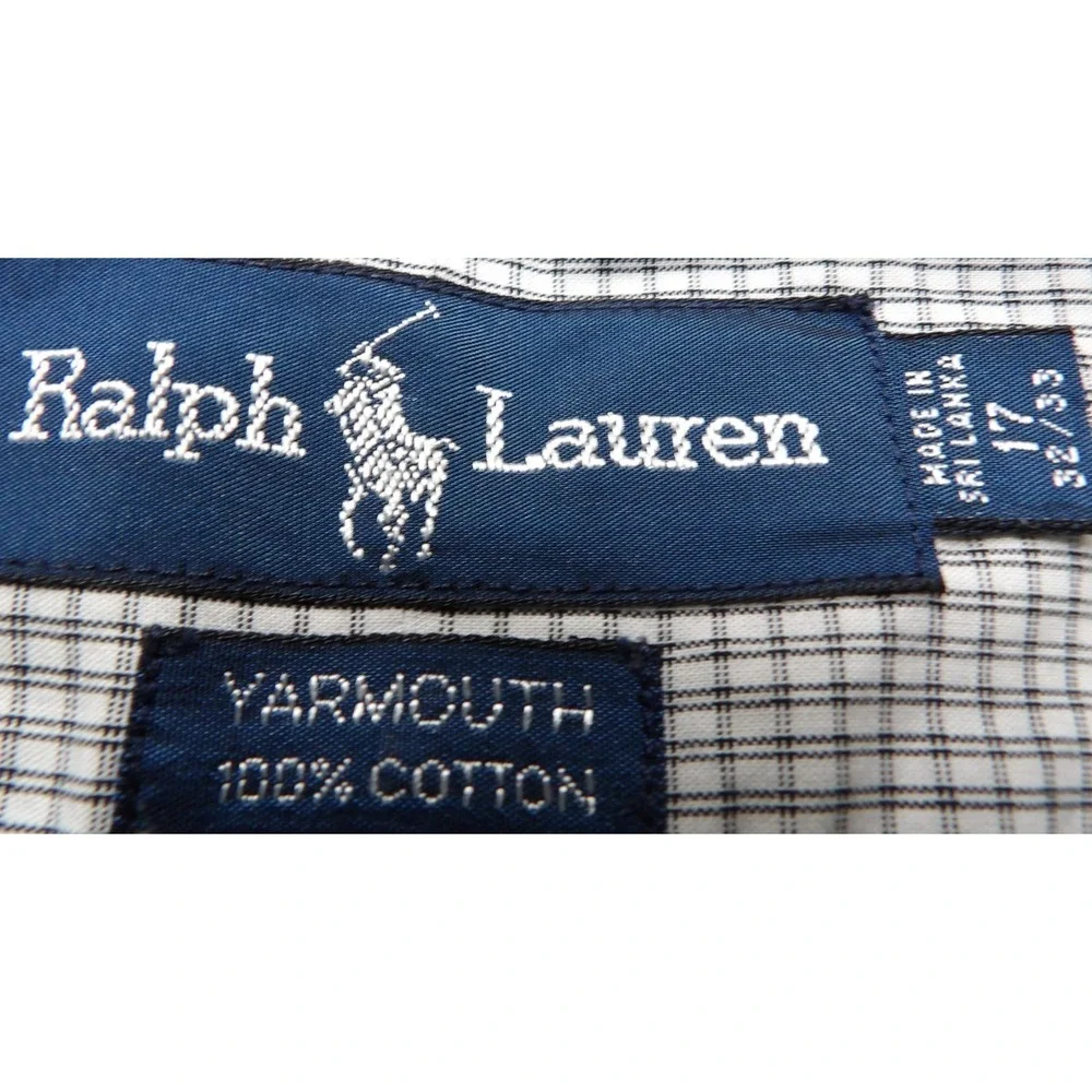 VTG 90s Ralph Lauren Yarmouth Plaid Button Down Shirt Men 17 32/33 Long Sleeves